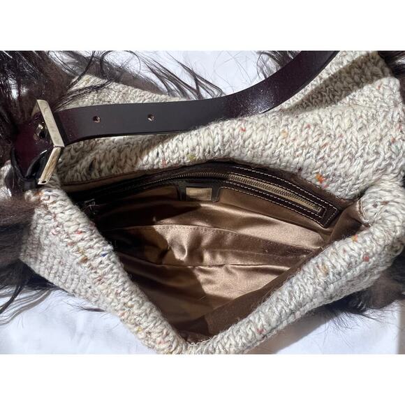 Vintage Fendi Limited Edition Baguette Bag Knit & Fur Trim - Picture 10 of 11